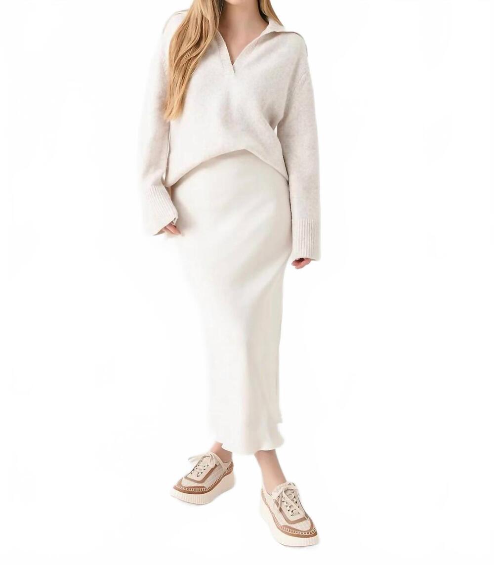 NEW Z SUPPLY ember v-neckline with oversized collar sweater in light oatmeal hea
